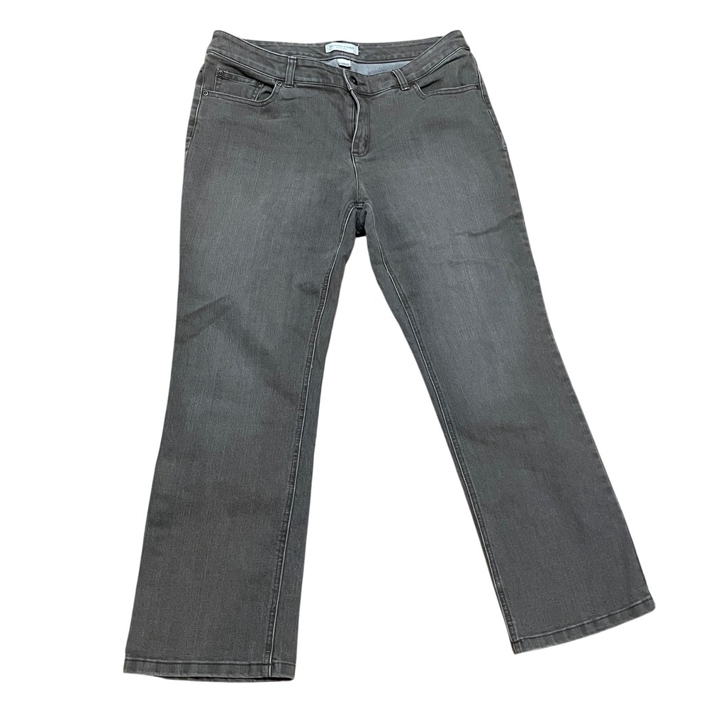 Christopher & Banks Petite Gray Bootcut‎ Jeans Women 12P Mid Rise Stretch Denim